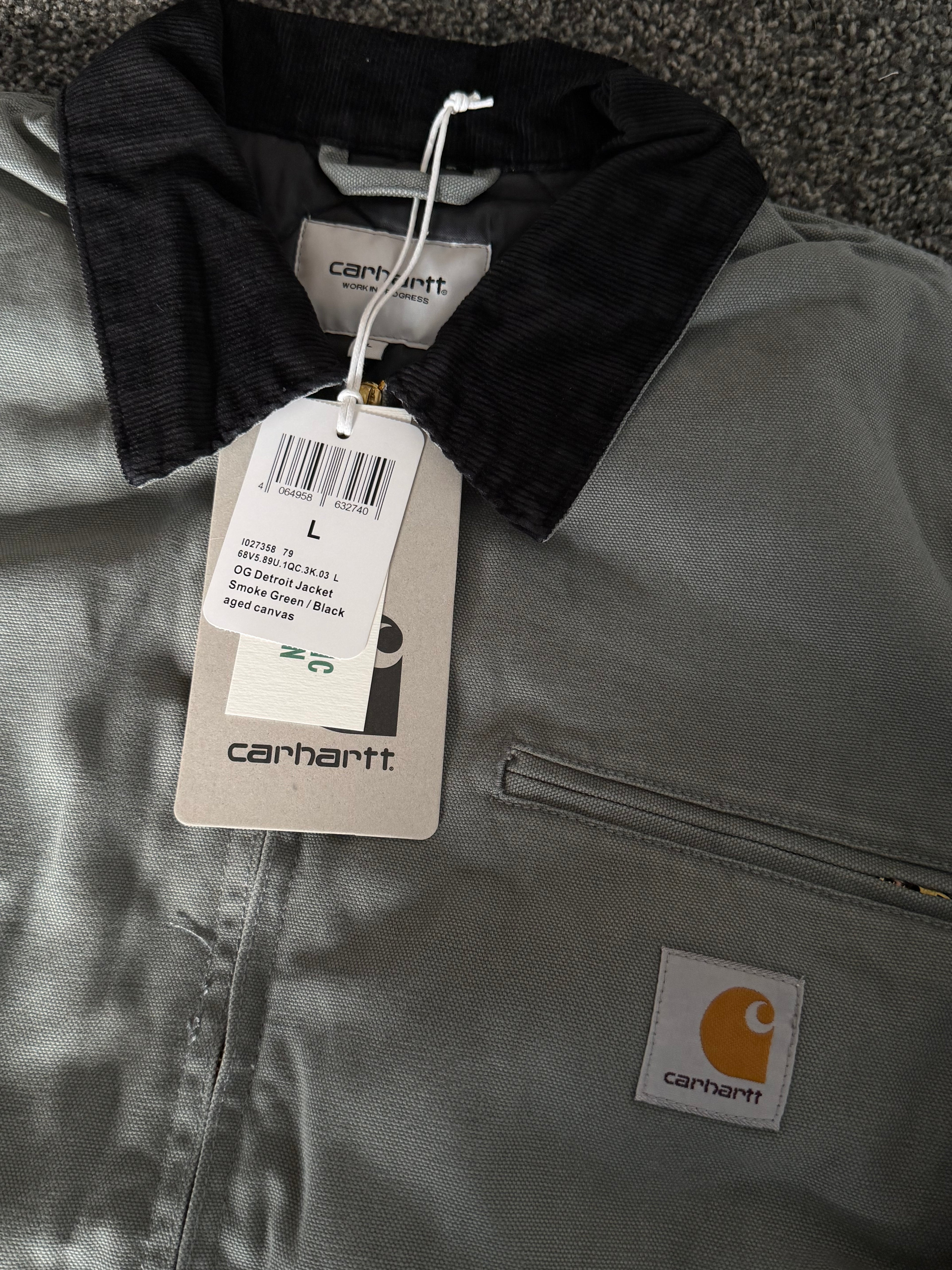 Carhartt OG Detroit Jacket Smoke Green / Black aged canvas