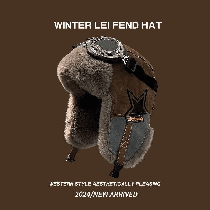 Winter Trapper Hat with Ear Flaps & Goggles – Faux Fur Lined Thermal Aviator Hat