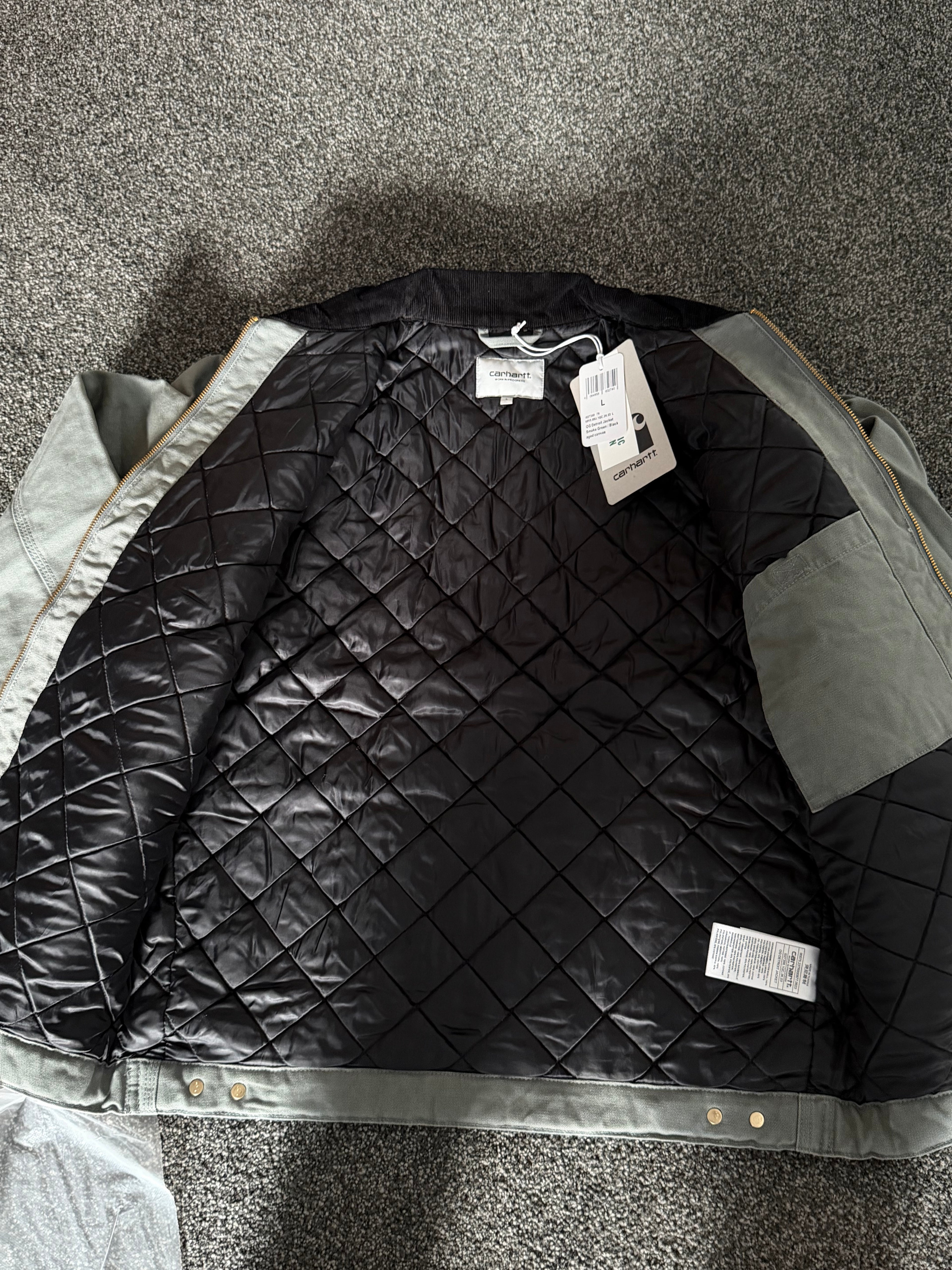 Carhartt OG Detroit Jacket Smoke Green / Black aged canvas