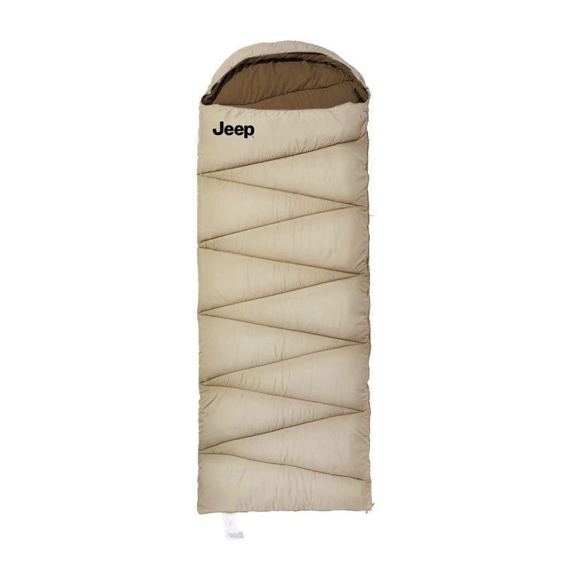 Jeep All-Season Sleeping Bag – Envelope Cotton Camping Sleeping Bag with Hood, Lightweight Portable (3 Temperature Levels)