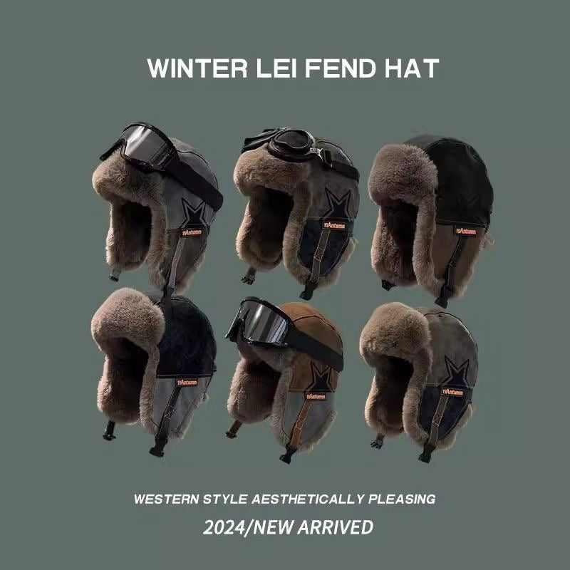 Winter Trapper Hat with Ear Flaps & Goggles – Faux Fur Lined Thermal Aviator Hat