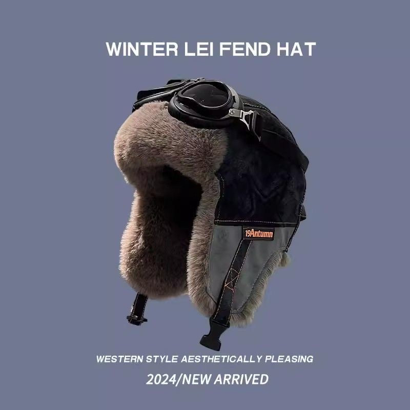 Winter Trapper Hat with Ear Flaps & Goggles – Faux Fur Lined Thermal Aviator Hat
