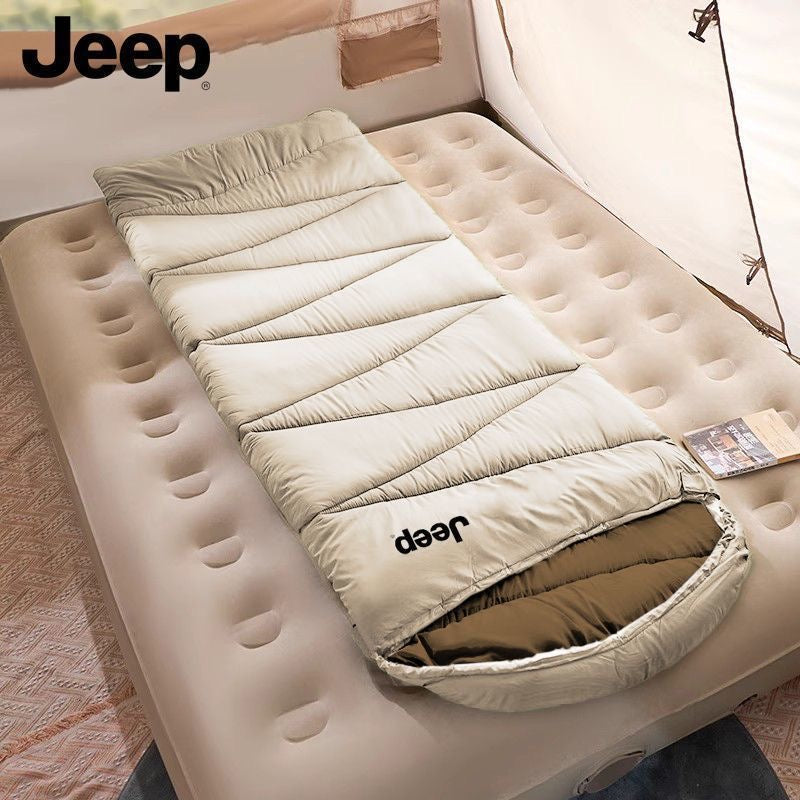 Jeep All-Season Sleeping Bag – Envelope Cotton Camping Sleeping Bag with Hood, Lightweight Portable (3 Temperature Levels)