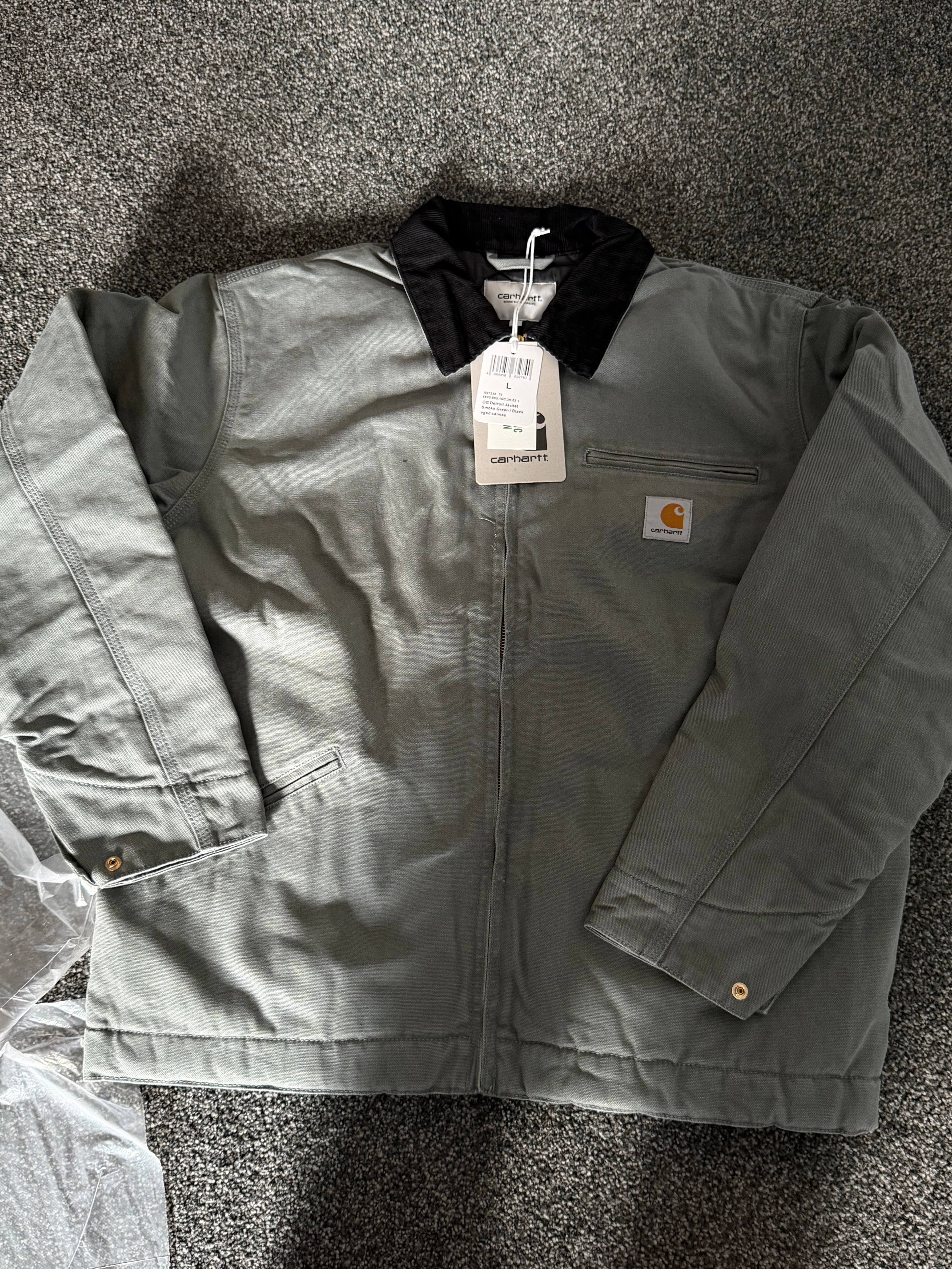 Carhartt OG Detroit Jacket Smoke Green / Black aged canvas