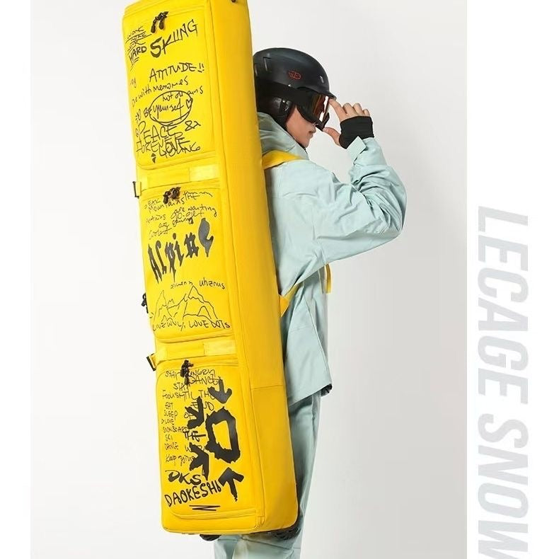 Premium Ski & Snowboard Travel Bag – Waterproof Padded Carry Case (Black/Yellow) | 145–175cm Sizes
