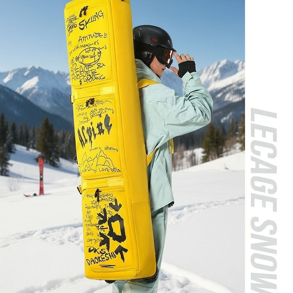 Premium Ski & Snowboard Travel Bag – Waterproof Padded Carry Case (Black/Yellow) | 145–175cm Sizes