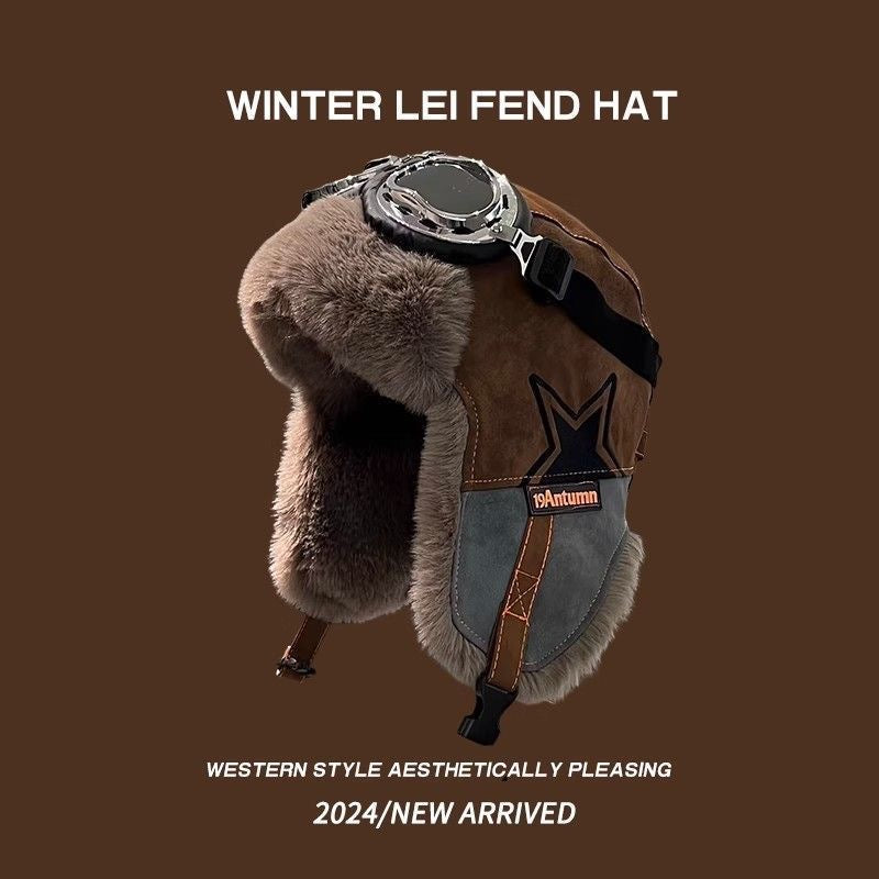 Winter Trapper Hat with Ear Flaps & Goggles – Faux Fur Lined Thermal Aviator Hat
