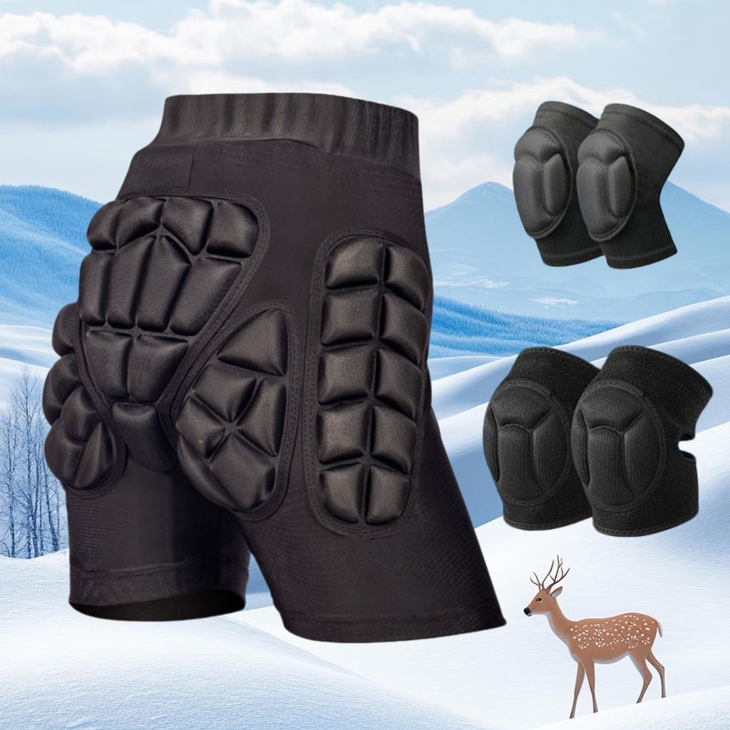3-Piece Ski & Snowboard Protection Set – Hip Shorts, Knee Pads & Elbow Pads (S–XL, Impact Resistant)