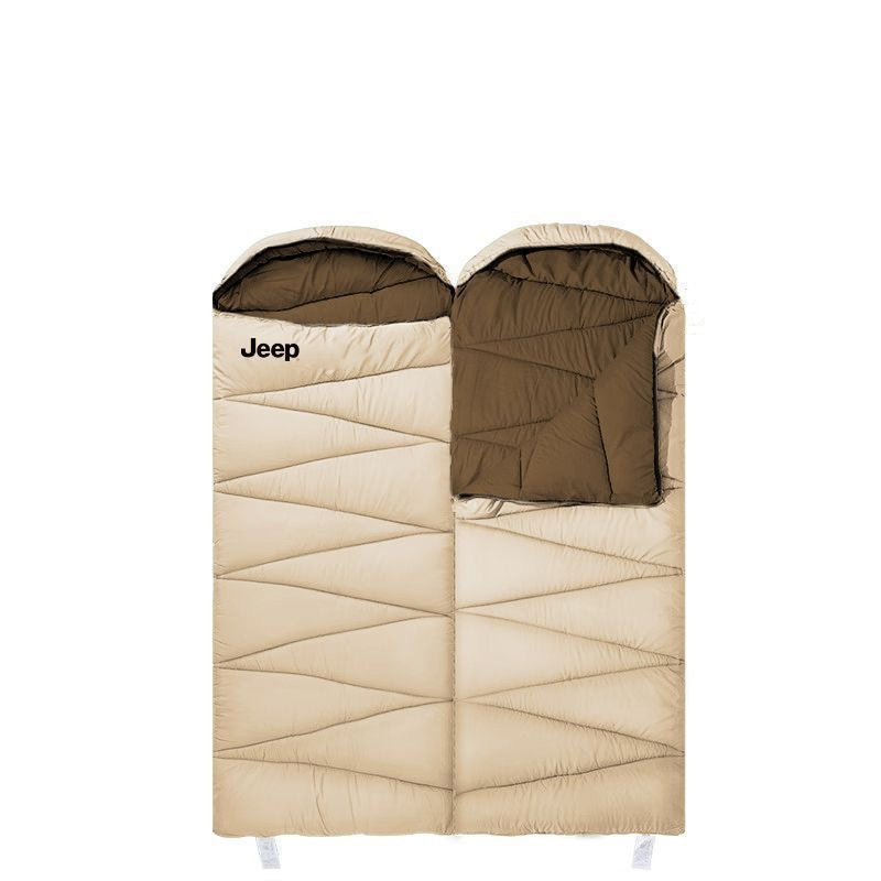 Jeep All-Season Sleeping Bag – Envelope Cotton Camping Sleeping Bag with Hood, Lightweight Portable (3 Temperature Levels)