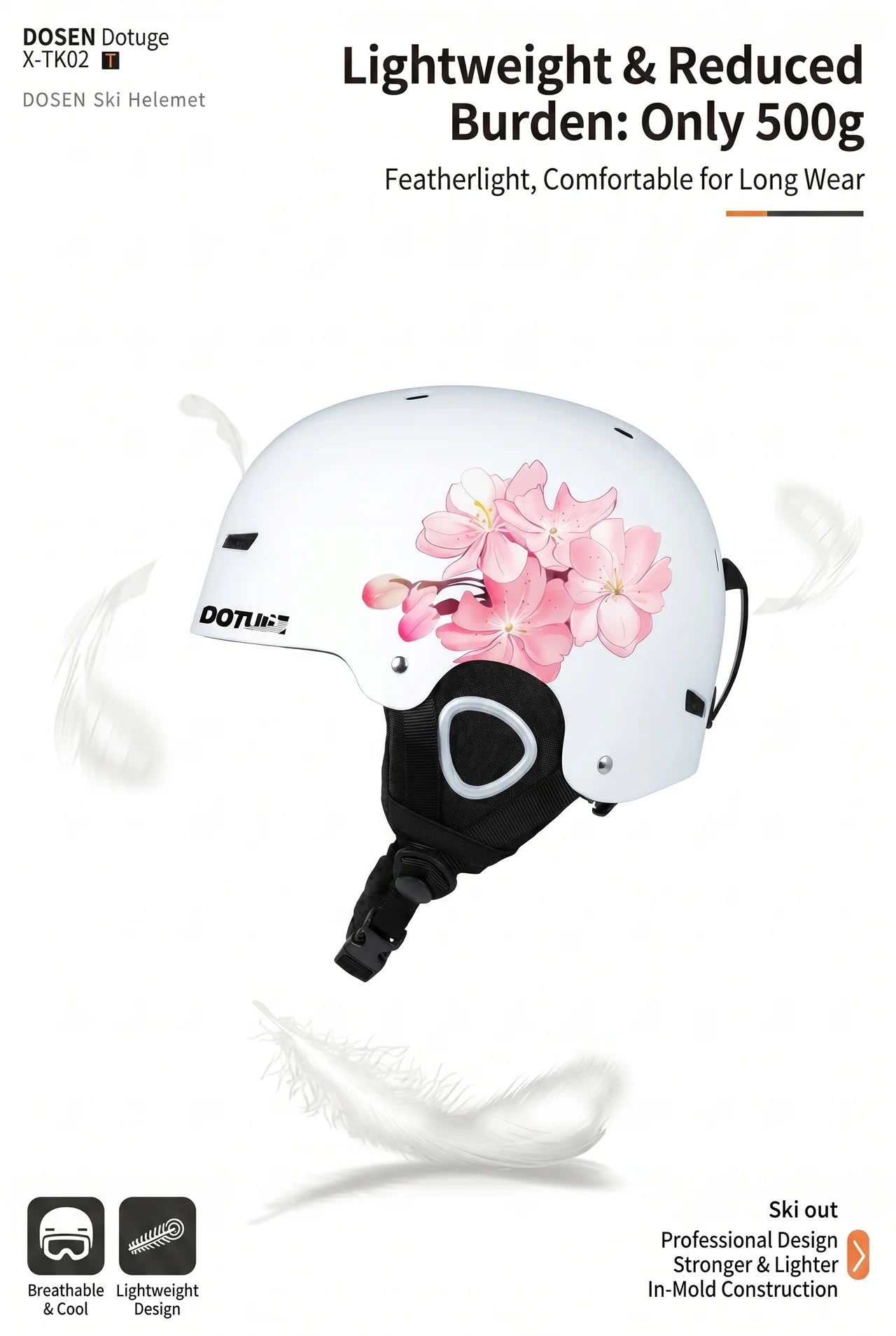 DOSEN DOTUGE X-TK02 Ski Helmet – ABS Hard Shell, 13 Vent Cooling System, Lightweight Snow Sports Helmet
