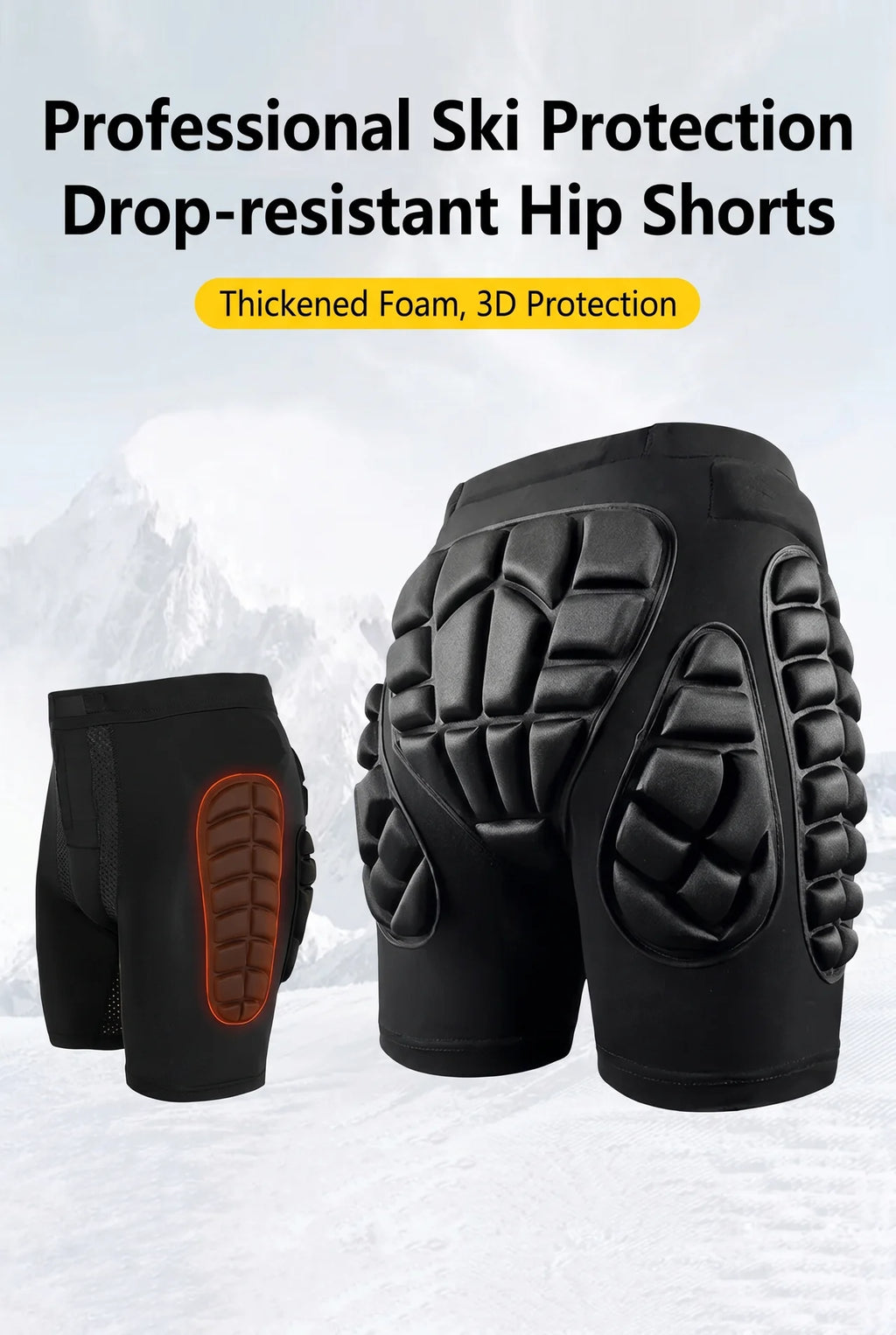 3-Piece Ski & Snowboard Protection Set – Hip Shorts, Knee Pads & Elbow Pads (S–XL, Impact Resistant)