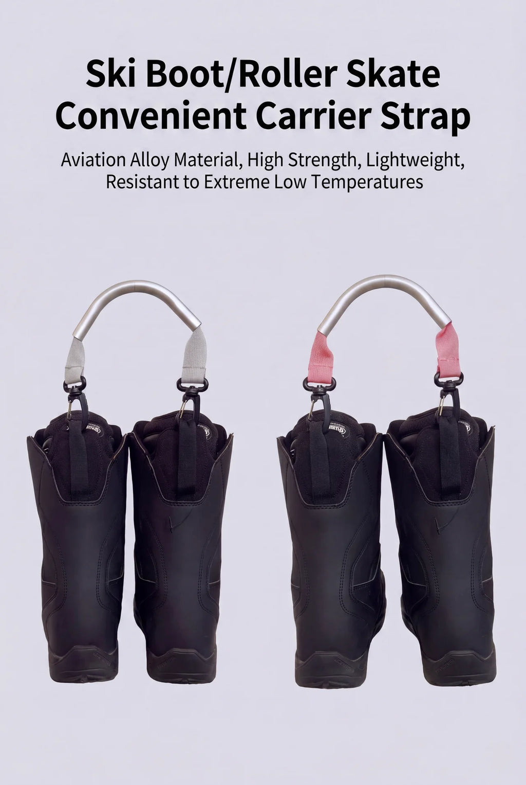 Premium Ski Boot & Roller Skate Carrier Strap – Lightweight Aviation Alloy Handle, Heavy-Duty Adjustable Sling