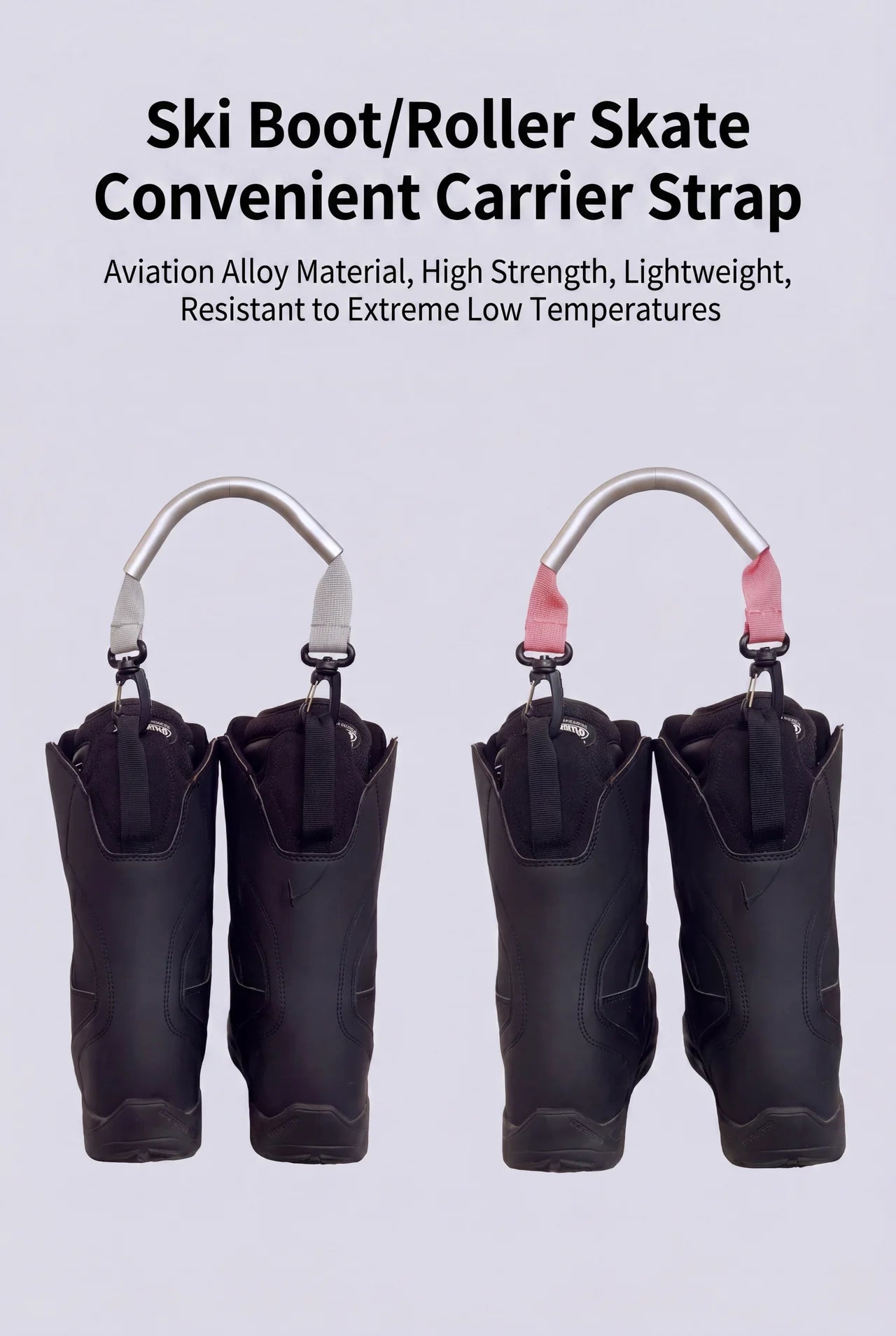Premium Ski Boot & Roller Skate Carrier Strap – Lightweight Aviation Alloy Handle, Heavy-Duty Adjustable Sling