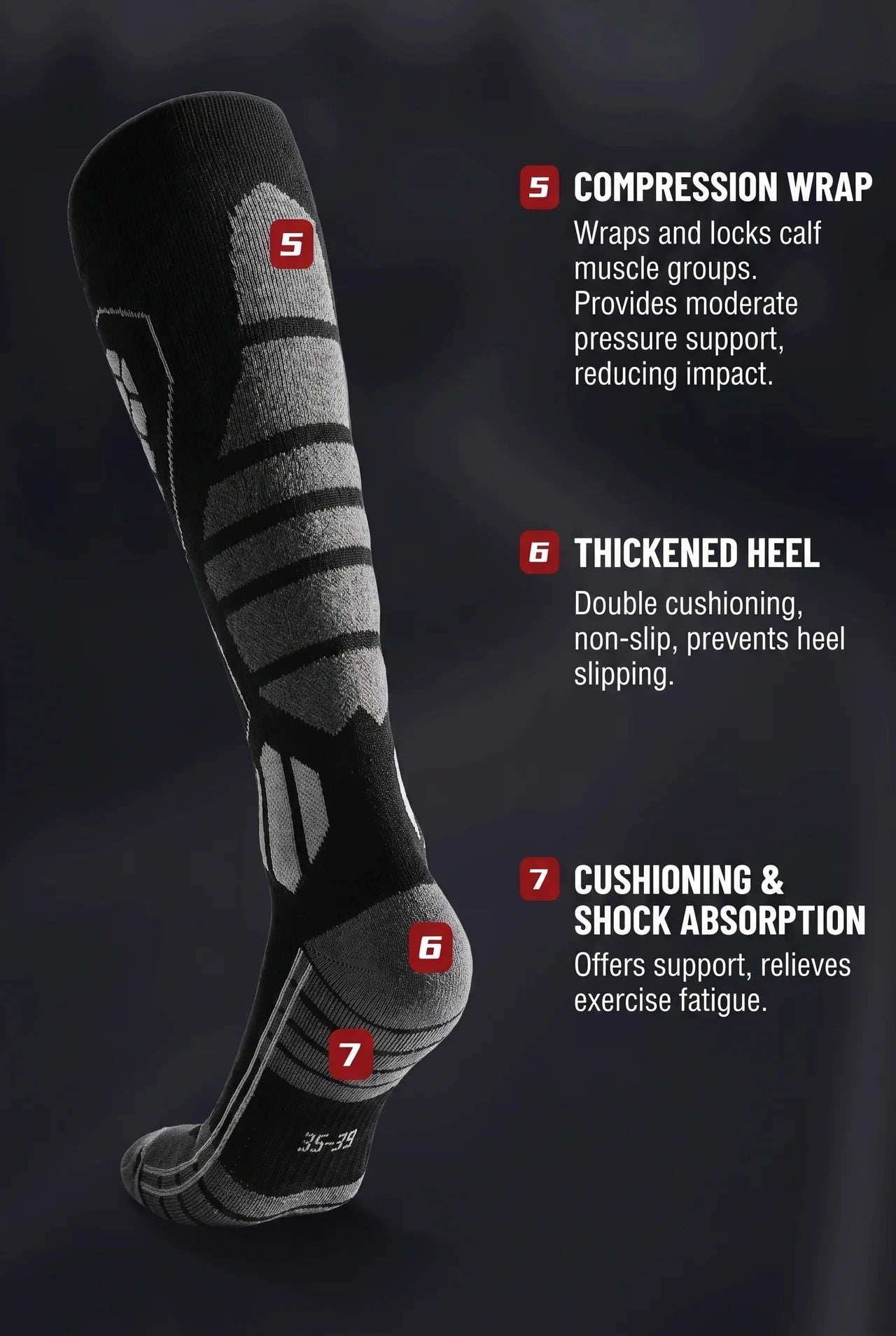 Premium Compression Ski & Snowboard Socks – Thermal, Shock Absorption, Anti-Fatigue Performance Socks