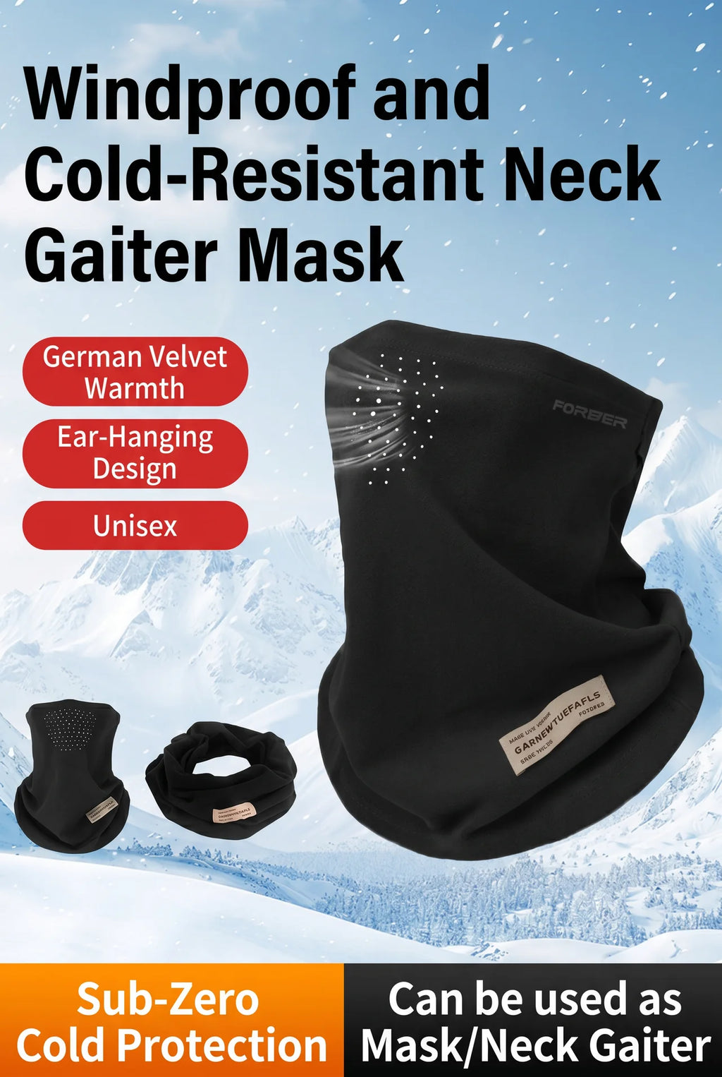 Windproof Thermal Neck Gaiter Mask – Winter Face Cover, Breathable Ski & Snowboard Balaclava